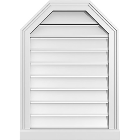 Ekena Millwork Octagonal Top Surface Mount PVC Gable Vent w/ 2"W x 2"P Brickmould Sill Frame, 20"W x 28"H GVPOT20X2803SF